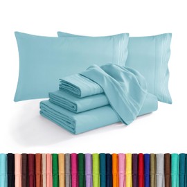 SandersCollection 1500 Thread Count Egyptian Quality 4 pc Sheet Set, Deep Pocket Up to 16 - Wrinkle Resistant - All Size and Colors, Full Aqua        