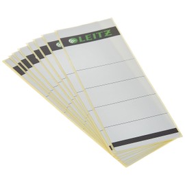 Leitz Rückenschild selbstklebend für Standard- und Hartpappe-Ordner, 10 Stück, 80 mm Rückenbreite, Kurzes und breites Format, 62 x 192 mm, Papier, grau, 16420085