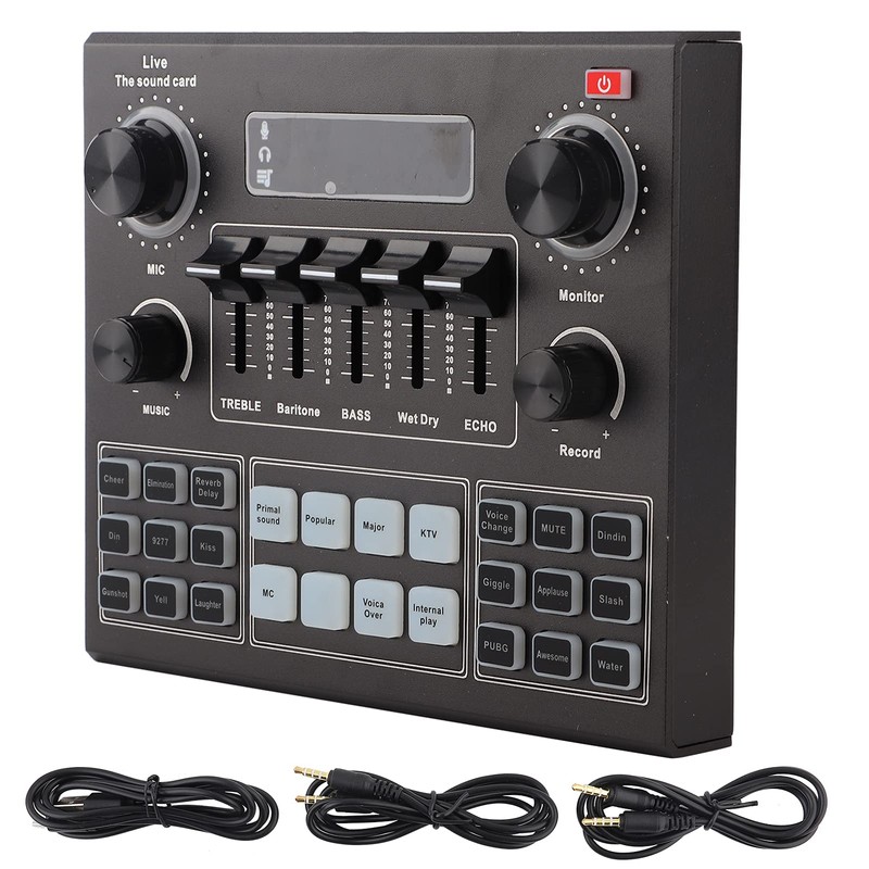 V9 Bluetooth Sound Card, Bluetooth Sound Mixer Board with 16Effects,