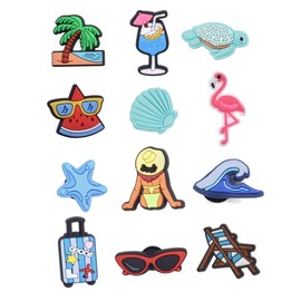 SAFITOYA Sommerschuh-Charms, Strand-Anhänger für Damen, niedliche Seestern-Muschel-Perlenschuh-Dekoration, mädchenhafte Muschel-Anhänger für Clog-Sandalen, 12 Stück, Einheitsgröße, Kunststoff, Kein