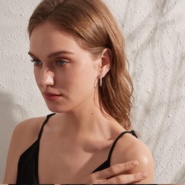 18 Carat Plated Hoop Earrings Silver Women's Earrings S925 Sterling Silver Hoop Earrings with Zirconia Multiple Sizes, Silver, Gold, Rose Gold Colours, Silver, Cubic Zirconia