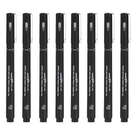 Uni Pin Fineliner Drawing Pens - Black Ink - 0.1mm Nib (8)
