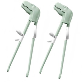 Dinosaur Training Chopsticks,2pcs Chopsticks For Kids ,Reusable Chopsticks Learning Chopstick Helper,Green+Green