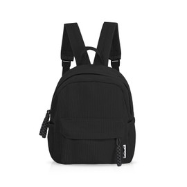 AdiStylinno Women’s Small Backpack, Ladies Lightweight Corduroy Backpack, Casual Multi Compartments Travel Daypack Purse (Black)