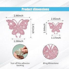 8 piezas de calcomanías de mariposa de cristal brillante para automóvil, pegatinas de decoración automática con diamantes de imitación brillantes, cal