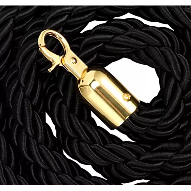 VIP Crowd Control Stanchion Black Braided Rope with 1.5" Diameter,