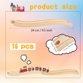 16 Pack Wooden Train Ascending Descending Tracks Wood Track Pieces Hardwood Train Track Expansion Packs Compatible with All Major Wooden Railways