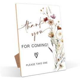 Flower Theme Wooden Wedding Signs, Thank You for Coming Sign, Bridal Shower Centerpieces for Tables, Couples Wedding Shower Decorations, Table Decor for Engagement, Proposal and Anniversary, 23