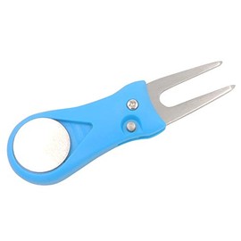 IKAAR Golf Divot Tool with Pop-up Button & Magnetic Ball Marker Pitch Mark, Mini Divot Tool Switchblade Golf Divot Tool Blue