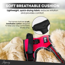 ShopMiey Dog Harness No Pull Pet Harness with 2 Leash Clips, Adjustable Soft Padded Pet Vest Harness, Reflective No-Choke with Easy Control Handle for Training or Walking (Navy Blue, Medium)