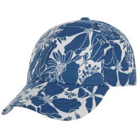Lipodo Twotone Flower Print Cap - Floral Baseball Cap - Two-Tone Cap - Women's - Cotton Cap - Spring / Summer, blue-white