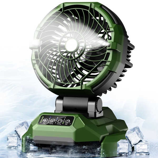 Veubew Portable Misting Fan,30000mAh Rechargeable Battery Powered,4 Strong Winds&4 Spray