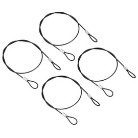 PATIKIL 4pcs 0.5M Safety Cable Lock Stainless Steel Security Wire Rope for Stage Lighting Luggage Lock Black