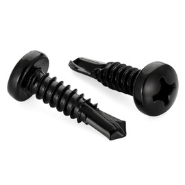 Mellewell #14 x 1 Pan Head Self Drilling Screws, Self Tapping Sheet Metal Screws, Black Finish 410 Stainless Steel, 50 PCS
