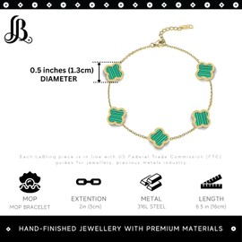 LaBling Green Clover Bracelets for Women | Designer Gold Clover Bracelets | Lovely Gift for Women