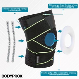 Bodyprox Knee Brace with Side Stabilizers & Patella Gel Pads for Knee Support (X-Small)