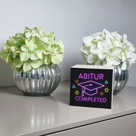 Graduation Hat in Neon Lettering Wooden Money Box with Saying Abitur Completed Gaming Upgrade After School Graduation Gaming, Also for Guests in Front of the TV
