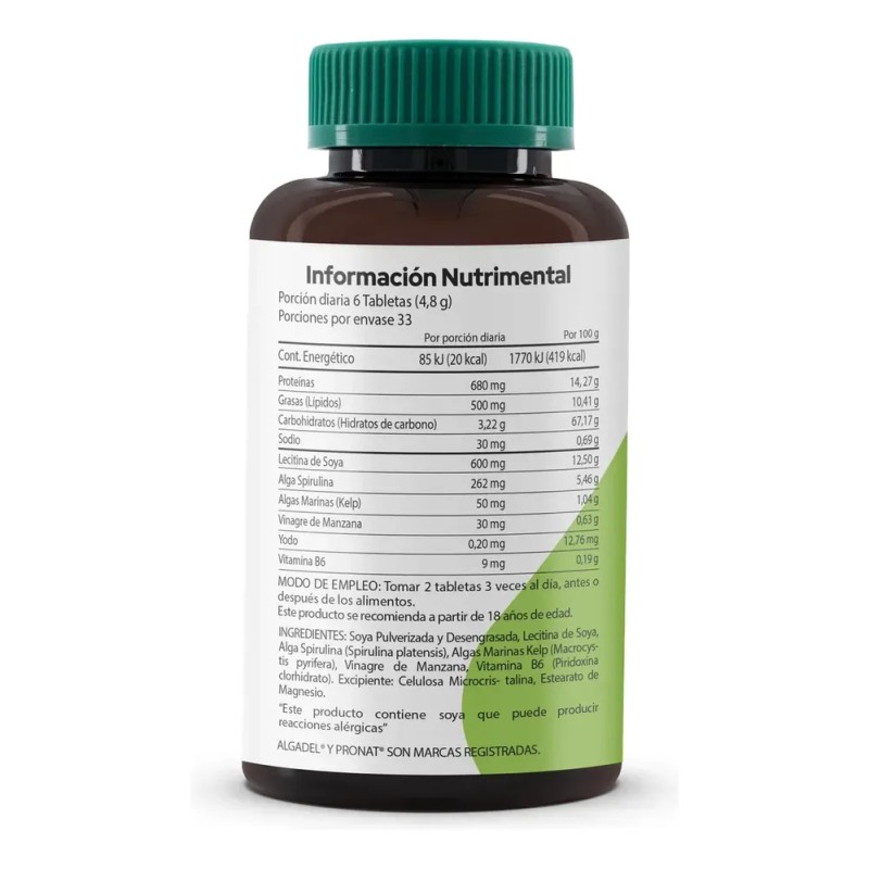Suplemento Algadel Lecitina De Soya (200 Tabletas) - Pronat Sabor