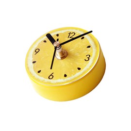 FOMIYES Fridge Clock Magnet Lemon Pattern Round Wall Clock for Kitchen Timer Magnets Refrigerator Stickers