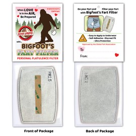 5 Pack - Happy Valentine's Day Bigfoot Fart Filters - Party Favor Funny Gag Gift Sasquatch