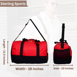 Sterling Sports 35L Large Duffel Travel Bag with Shoe Compartment - Quick Dry Luggage Bag for Sports, Overnight Camping & Gym Duffel Bag - Ideal Travel Bags for Women & Men (35L, Red)