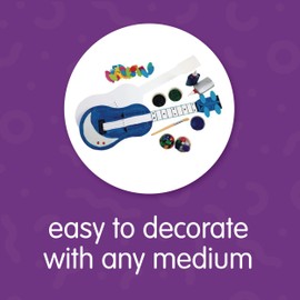 Colorations Decorate Your Own Guitars, Set of 12, Sturdy Cardboard Guitars for Kids, 3 Strings to Strum, Inidvidually Decorate and Personalize Each Guitar, Kids Craft, Craft for Children