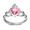 Claddagh October Tourmaline Birthstone Rings - 925 Sterling Silver Adjustable