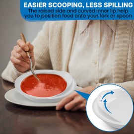 Providence Spillproof 9" Scoop Plate High-Low Adaptive Bowl - 6 Pack - Dish for Disabled, Handicapped, and Elderly Adults with Special Needs from Parkinsons, Dementia, Stroke or Tremors - PSC 996