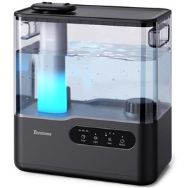 BREEZOME 5L Humidifiers for Bedroom Large Room, 36H Top Fill Cool Mist Humidifier with Essential Oil Tray, 7-Color Mood Light, Timer, Quiet Ultrasonic Humidifier for Home, Baby Nursery, Plants