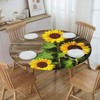 Famame Sunflower Woodenboard Round Fitted Tablecloth with Elastic Protector Table