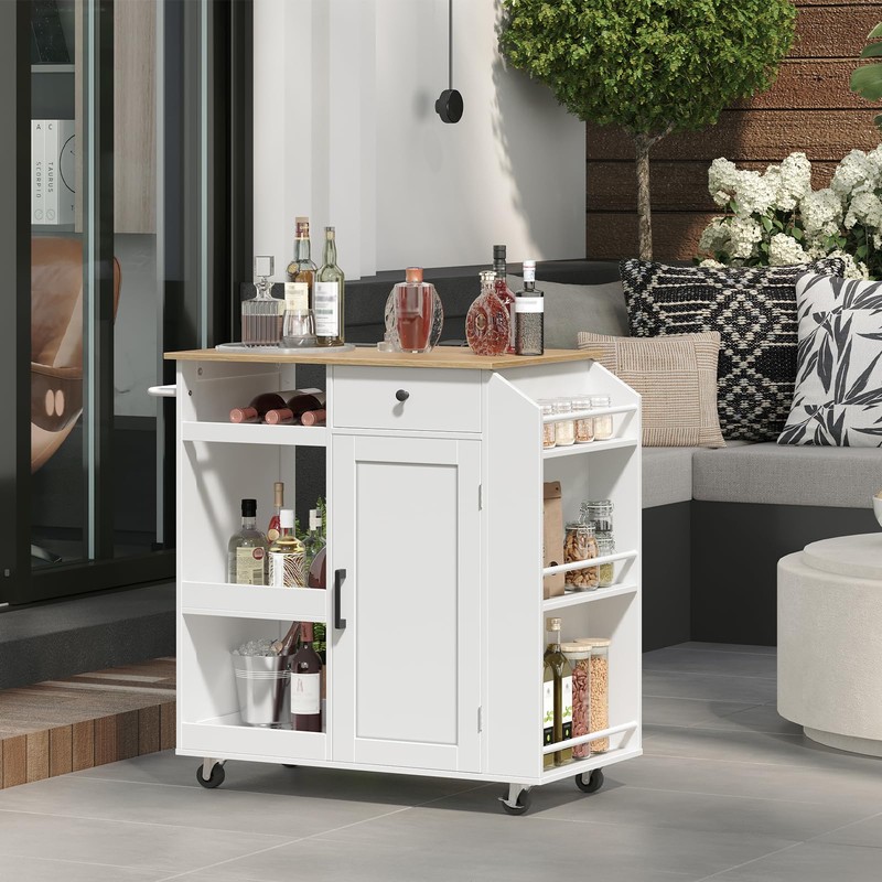 MAHANCRIS Kitchen Island with Power Outlet, Kitchen Storage Island with