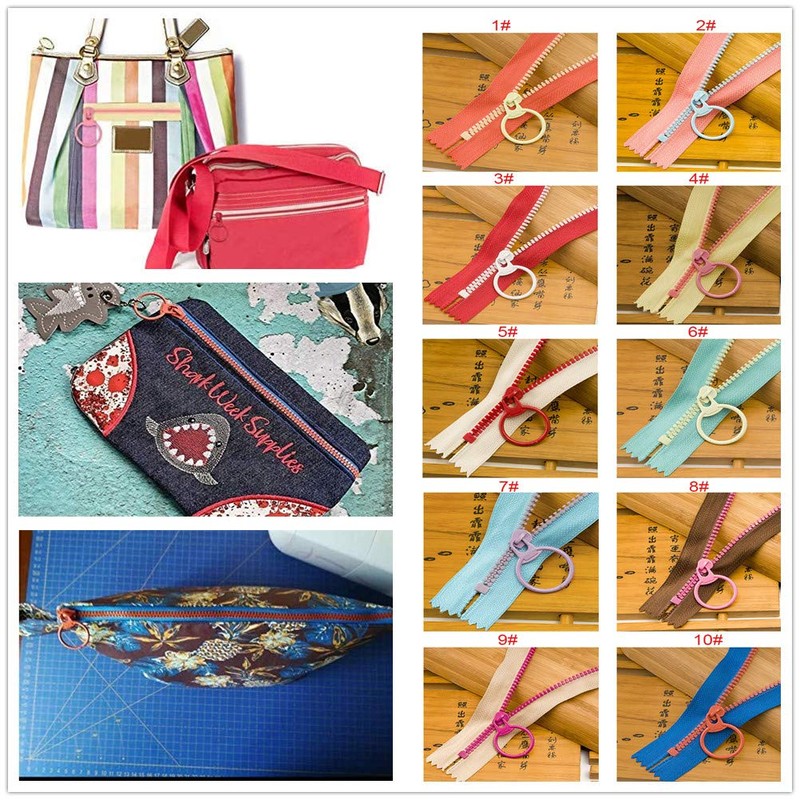 Copiel Resin Zippers 20pcs Sewing Zippers with Lifting Ring Quoit