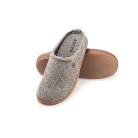 ESTRO Men's Slippers - Felt Slippers Men's Rubber Sole with Padded Footbed Non-Slip Soles Duo, gray, 42 EU