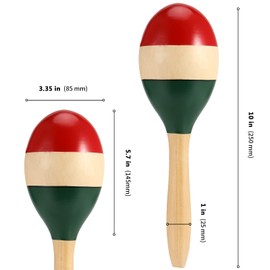 ZEONHEI 2 Pair of 10 Inch Large Wooden Maracas, Hand Painted Wooden Maracas for Parties, Homes, Schools, Performances, Entertainment