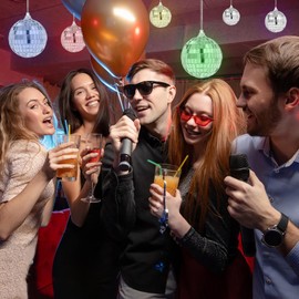 Disco Spiegel Ball, 12 Stück Silber Hängekugel Spiegelkugel, Disco Spiegelkugel Set, Discokugeln Dekoration für Lichteffekt Hochzeitskulisse Heimdekoration (8/6/4/2cm)