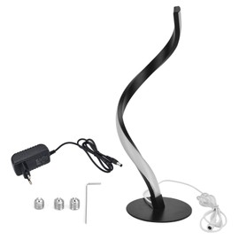 SShaped LED Spiral Table Lamp Reading Light Small Night Light for Bedside  (Black )