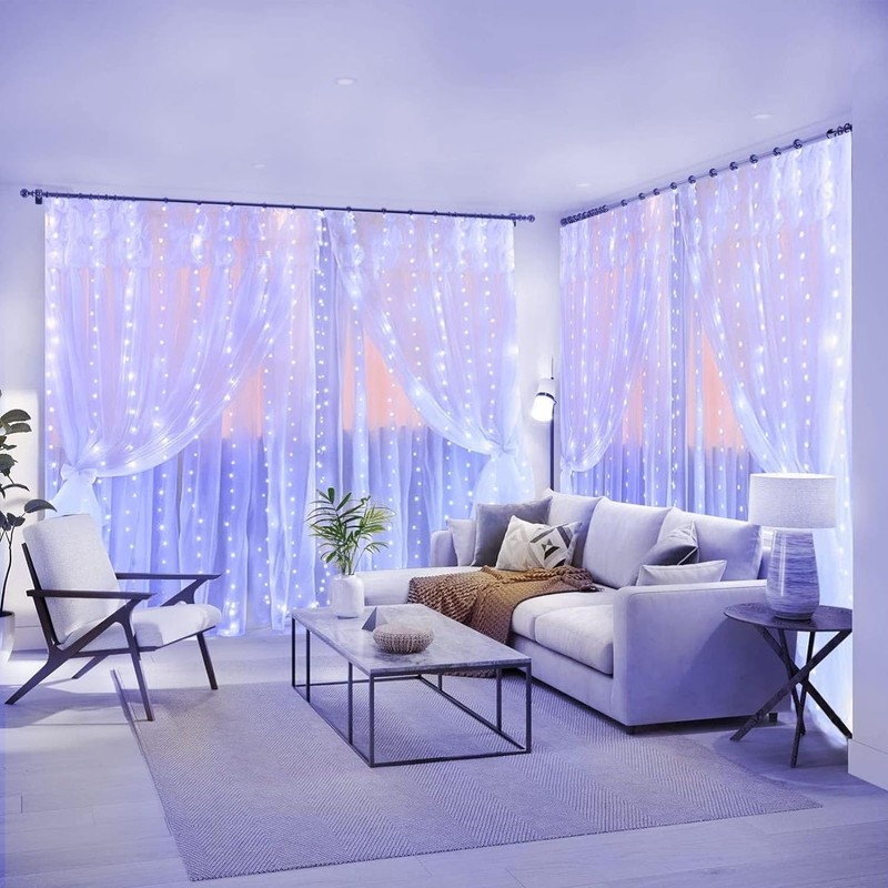 100 LED White Curtain Light for Party/Wedding/Festival/Christmas,Window Blinking String Light