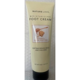 NATURE LOVE AROMATHERAPY FOOT CREAM HONEY+SHEA BUTTER  SOFTENS ROUGH HEELS 8OZ