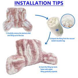 Home Soft Things Jaquard Faux Fur DO-IT-Yourself Bedrest Reading Pillow Cover and Filling, Need Assembly, Lounger Backrest Pillow for Sitting in Bed, 20" x 18" x 17", Pink