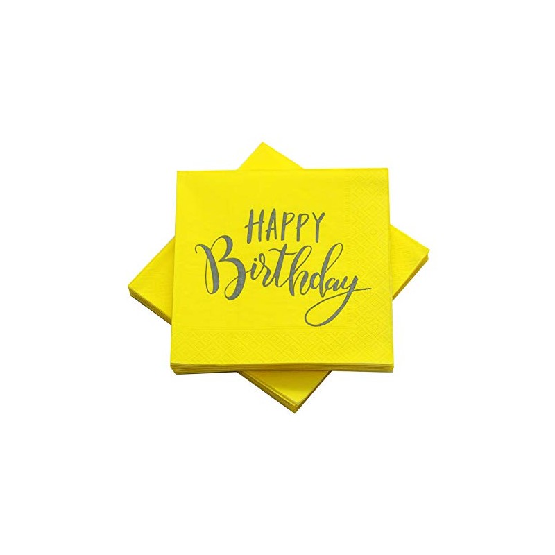 20 Serviettes Happy Birthday 33 x 33 cm Yellow /