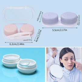 4 Pack Portable Mini Contact Lens Cases, Colorful Contact Lens Container Holder with Storage Box Tweezers Wearing Stick Kit for Travel & Home (4 Colors)