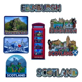 LILAJ Scottish Fridge Magnets 6-Pack - Edinburgh Castle, Telephone Box, Westie Dog, Thistle, Nessie & Saltire Flag | Highland Travel Souvenirs