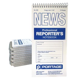 Portage Reporters Notebook – Top Bound Spiral Pocket Notepad, Steno Note Book, Perfect for Reporters & Journalists Taking Notes in the Field, Gregg Ruled – 4 x 8 In, 70 Sheets, 12 Pack