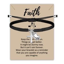CENWA Faith Cross Bracelet for Women Christian Bracelets Confirmation Gifts for Girls Jesus Catholic Gifts (faith prayer br CA)