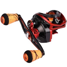 Sougayilang Baitcasting Reel 18LB Carbon Fiber Drag Baitcasters Unequaled Affordable High-tech Innovation Baitcast Fishing Reels - Orange -Right Handed