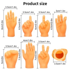 RAFIYU Mini Hand Finger Puppets, Pack of 14 Small Hands, Tiny Hands, Finger Puppet Set, Rubber Finger Puppets, Left and Right Hand, Finger Puppets Prank Toy for Pets, Cats, Children, Games Party
