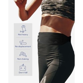 WATERFLY Riñonera Cinturón para Correr Maratón Entrenamiento Sport Fitness Ejercicio Teléfono Celular Bolsa Hombres Mujeres Negro