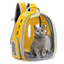 Cat Bubble Backpack Carrier for Small Medium Dogs Cats Carrying Bag, Airline Approved Pet Travel Carrying Bag Dog Hiking Walking Outdoor Backpack (Yellow)