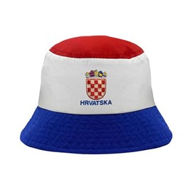 Beyond Happy Croatia Bucket Hat - Traditional Hrvatska Flag Red, White, Blue Heavy Duty Sun Hat - (100% Cotton, Unisex Design Football & Olympics Support)