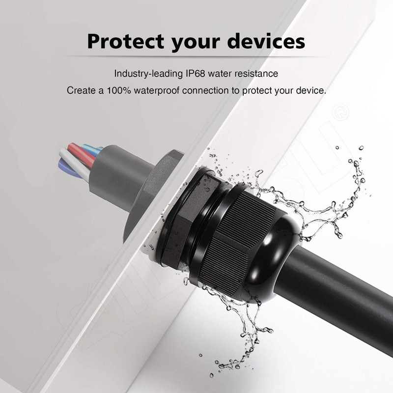 QILIPSU 50pcs 1/2" NPT Cable Gland Waterproof IP68 Nylon Cable